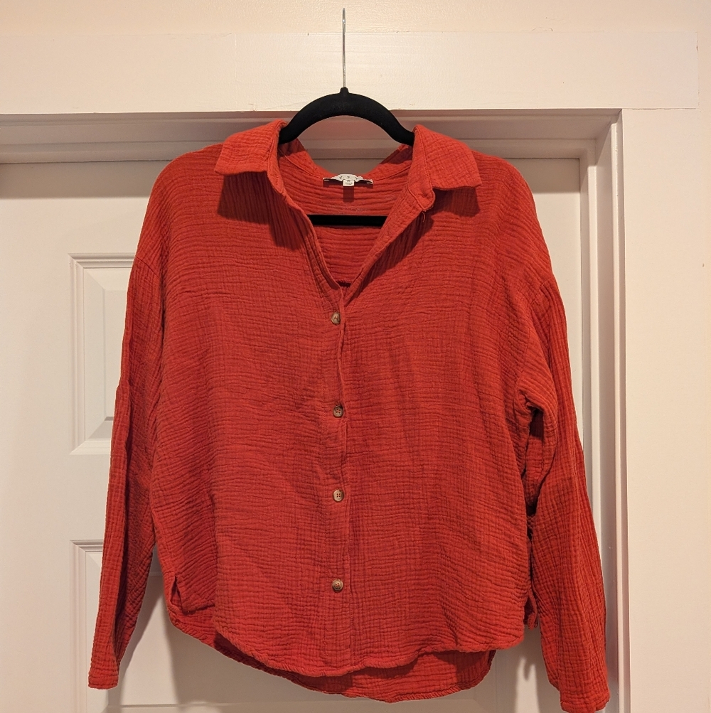 Burnt Orange Button-Up Shirt